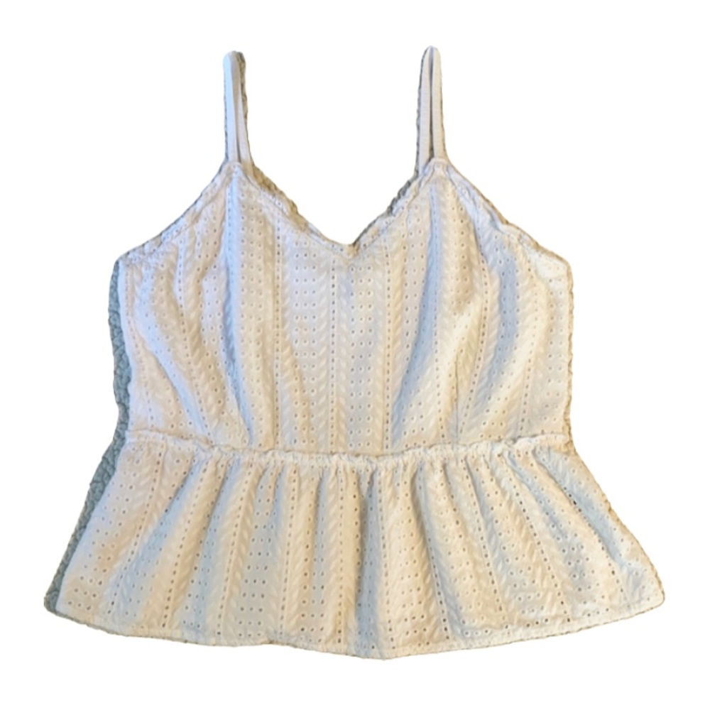 Sim & Sam Eyelet Peplum Tank Top (White) Size XL